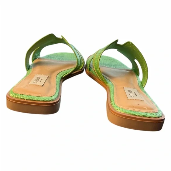Steve Madden Green Slide Sandals Square Toe Size 6.5 New - Picture 3 of 8